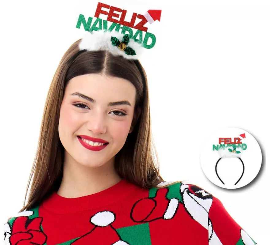 Translation missing: pt-PT.Diadema de Feliz Navidad con gorrito
