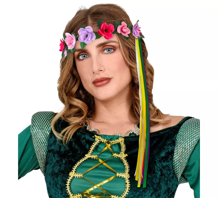 Translation missing: pt-PT.Diadema de Flores con Cintas Multicolor en 6 modelos surtidos