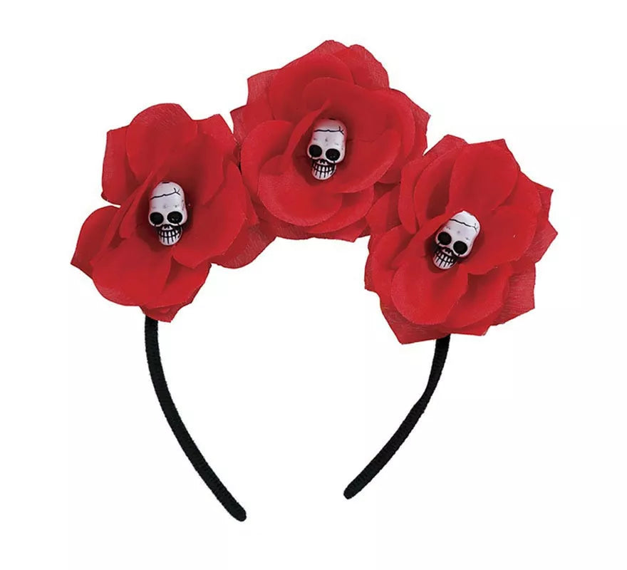 Translation missing: pt-PT.Diadema de Flores rojas con Calaveras
