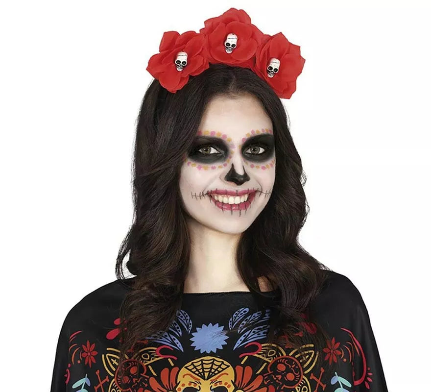 Translation missing: pt-PT.Diadema de Flores rojas con Calaveras