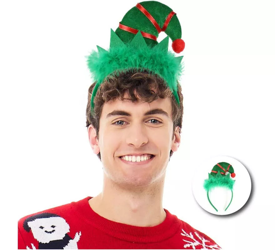 Translation missing: pt-PT.Diadema de Gorro Elfo verde y rojo