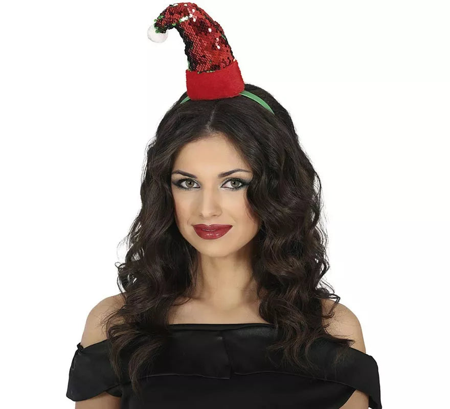 Translation missing: pt-PT.Diadema de Gorro Papá o Mamá Noel con lentejuelas