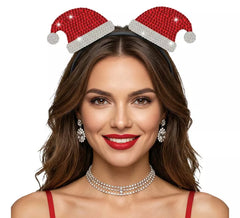 Tiara de Chapéus de Pai Natal com Strass