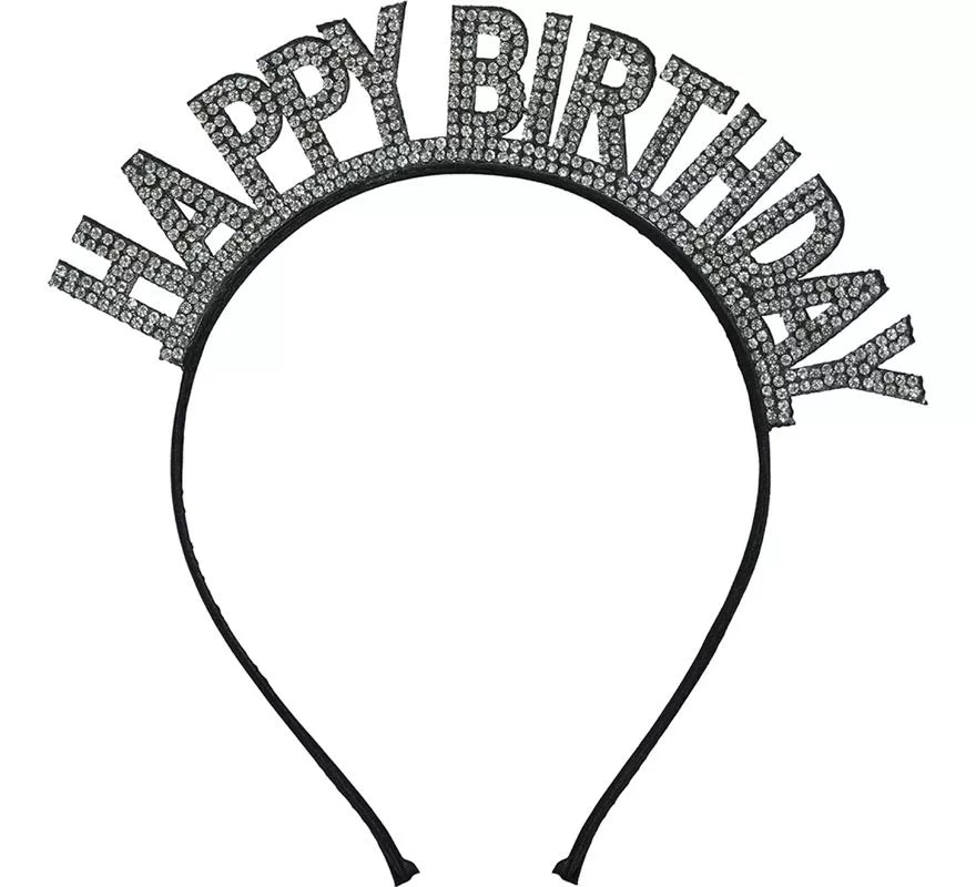 Translation missing: pt-PT.Diadema de 'Happy Birthday' plateada