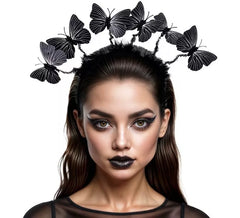 Tiara de borboleta com penas