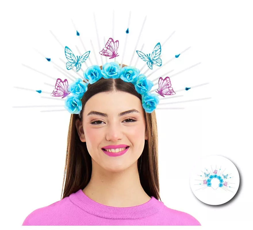 Translation missing: pt-PT.Diadema de Mariposa primavera floral azul