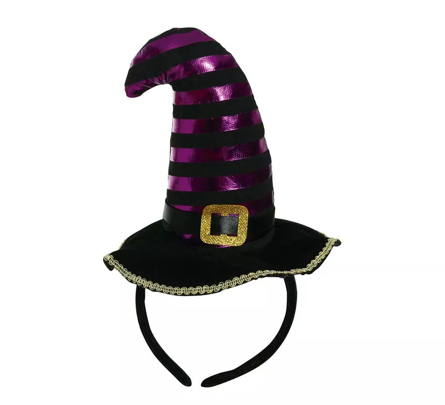 Translation missing: pt-PT.Diadema de Mini Sombrero de Bruja Negro/Lila