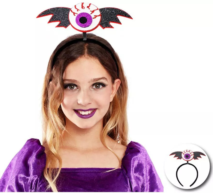 Translation missing: pt-PT.Diadema de Ojo Sangriento morado con alas infantil