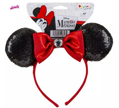 Tiara com orelhas de Minnie Mouse com laço e lantejoulas para criança