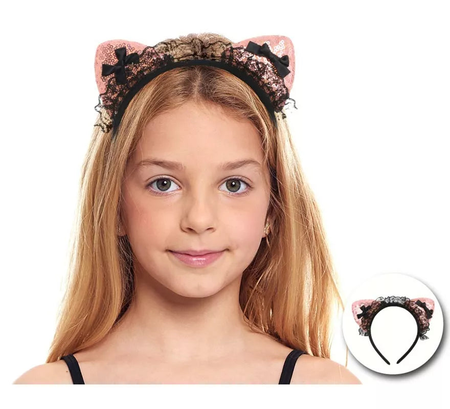 Translation missing: pt-PT.Diadema de Orejas de Gatita con encaje