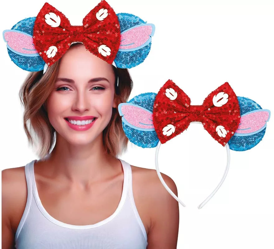 Translation missing: pt-PT.Diadema de Orejas Ratón con Lazo y Lentejuelas