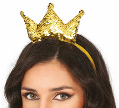 Tiara de princesa com lantejoulas douradas para adulto
