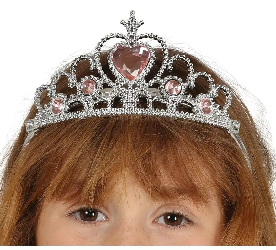 Translation missing: pt-PT.Diadema de Princesa Plateada con corazones