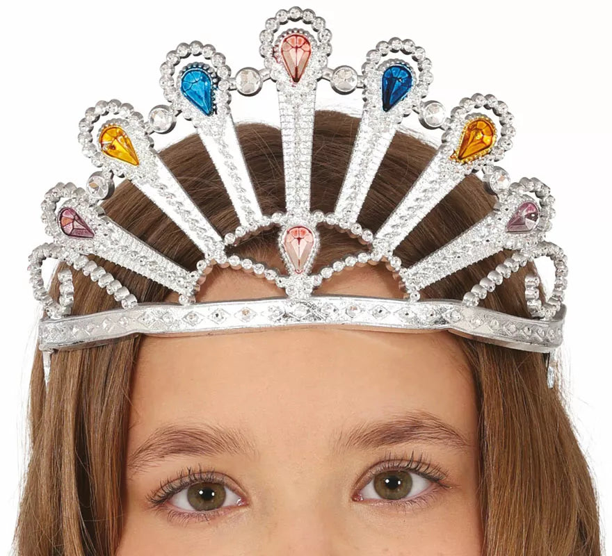 Translation missing: pt-PT.Diadema de Princesa plateada con gemas