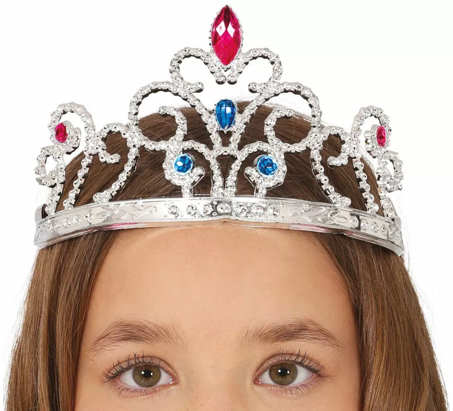 Translation missing: pt-PT.Diadema de Princesa plateada con piedras