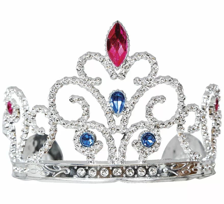 Diadema de Princesa plateada con piedras