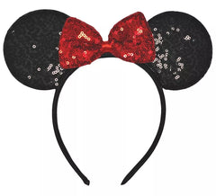 Tiara Mouse com laço e glitter