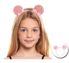 Tiara de rato rosa com laços