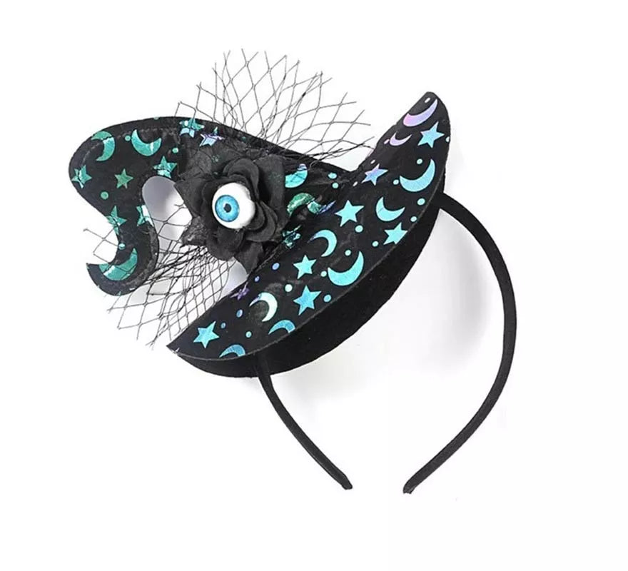 Translation missing: pt-PT.Diadema de Sombrero de Bruja Ojo, Lunas y Estrellas