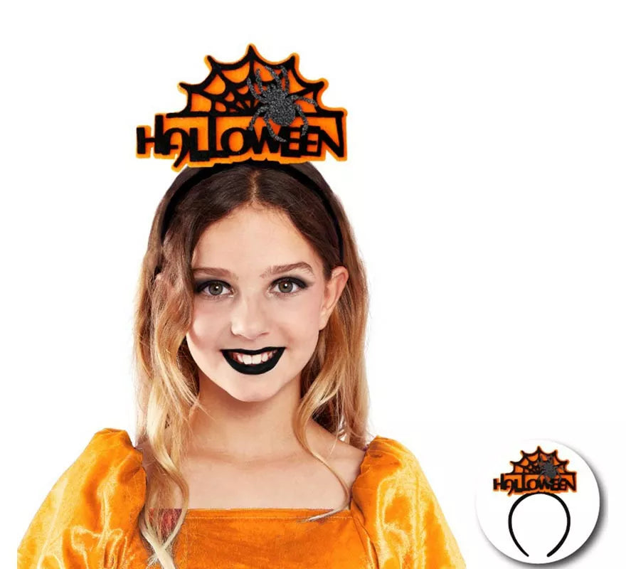 Translation missing: pt-PT.Diadema de Telaraña Halloween naranja infantil