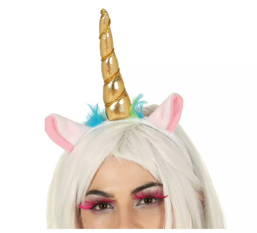 Translation missing: pt-PT.Diadema de Unicornio con Cuerno y Orejas Dorada