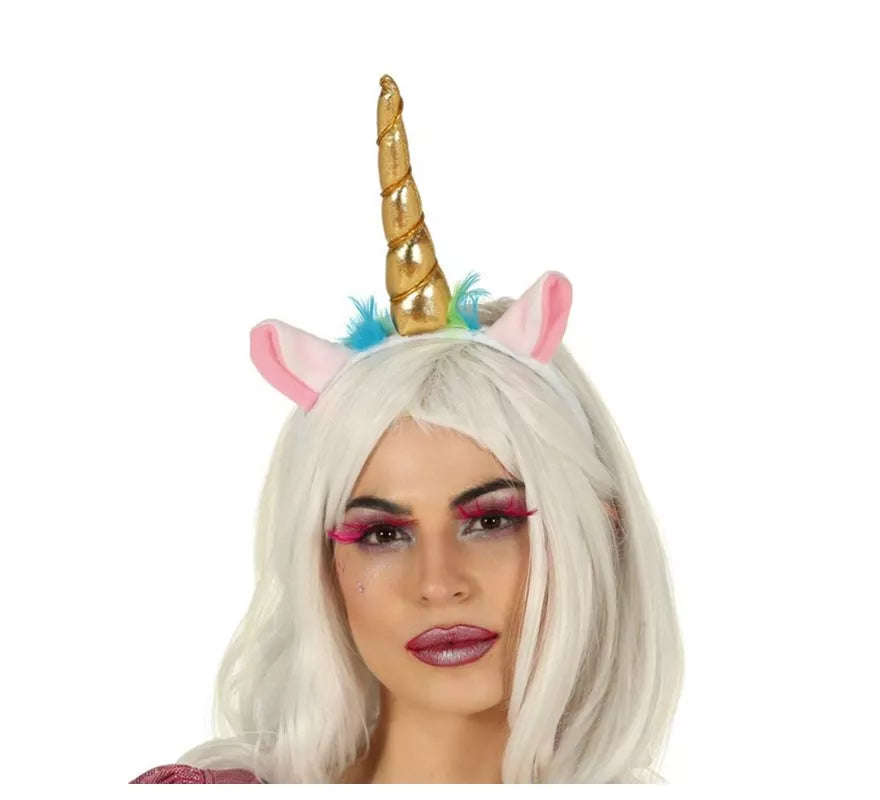 Translation missing: pt-PT.Diadema de Unicornio con Cuerno y Orejas Dorada