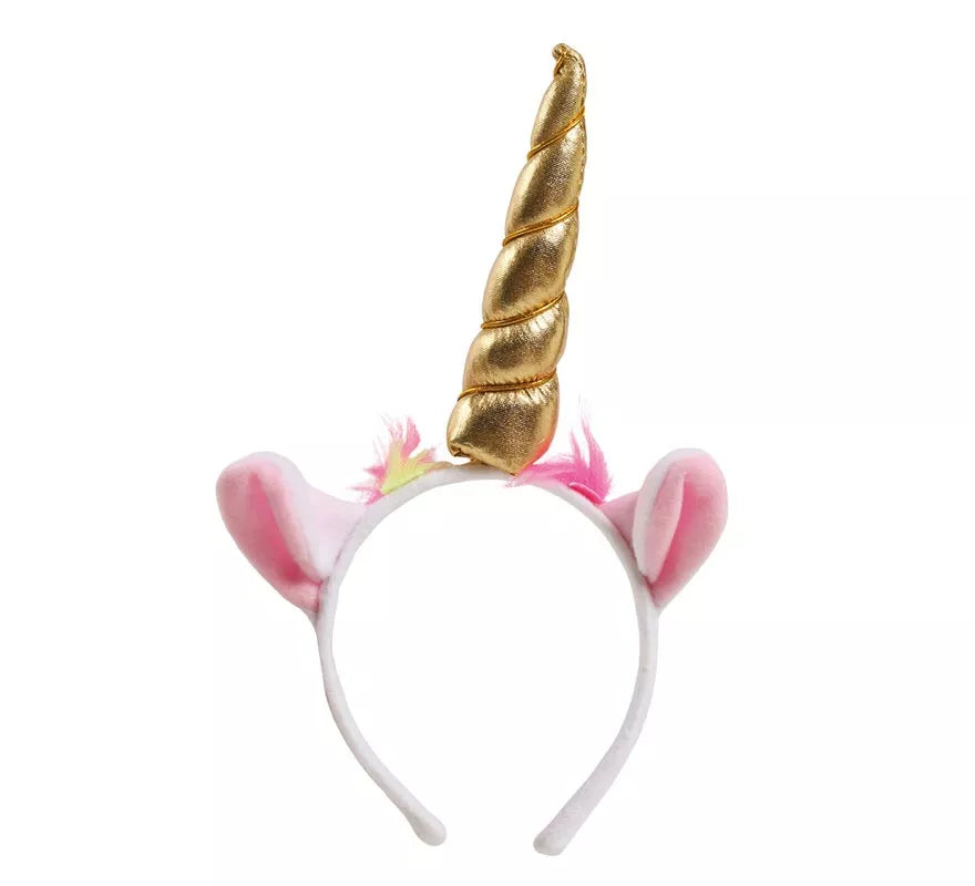 Translation missing: pt-PT.Diadema de Unicornio con Cuerno y Orejas Dorada