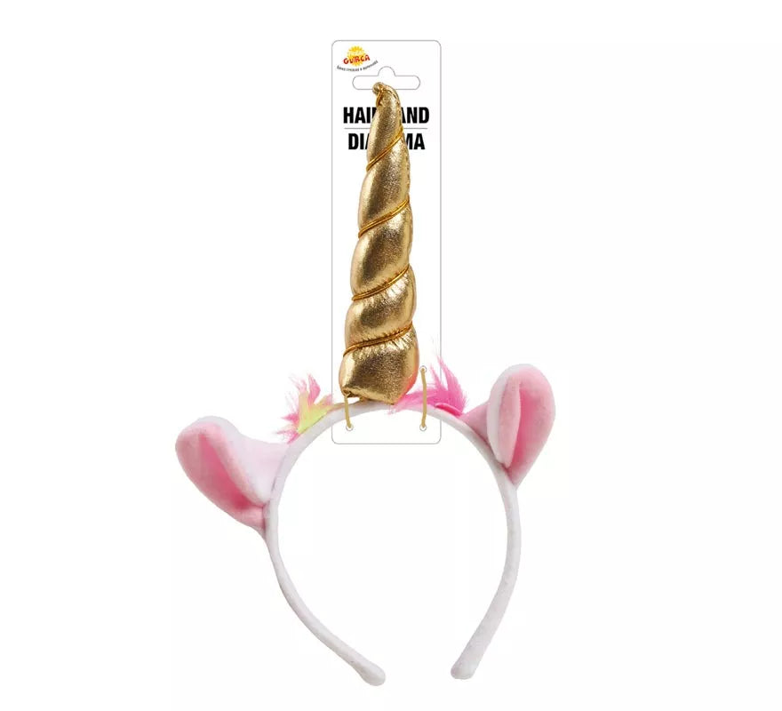 Translation missing: pt-PT.Diadema de Unicornio con Cuerno y Orejas Dorada