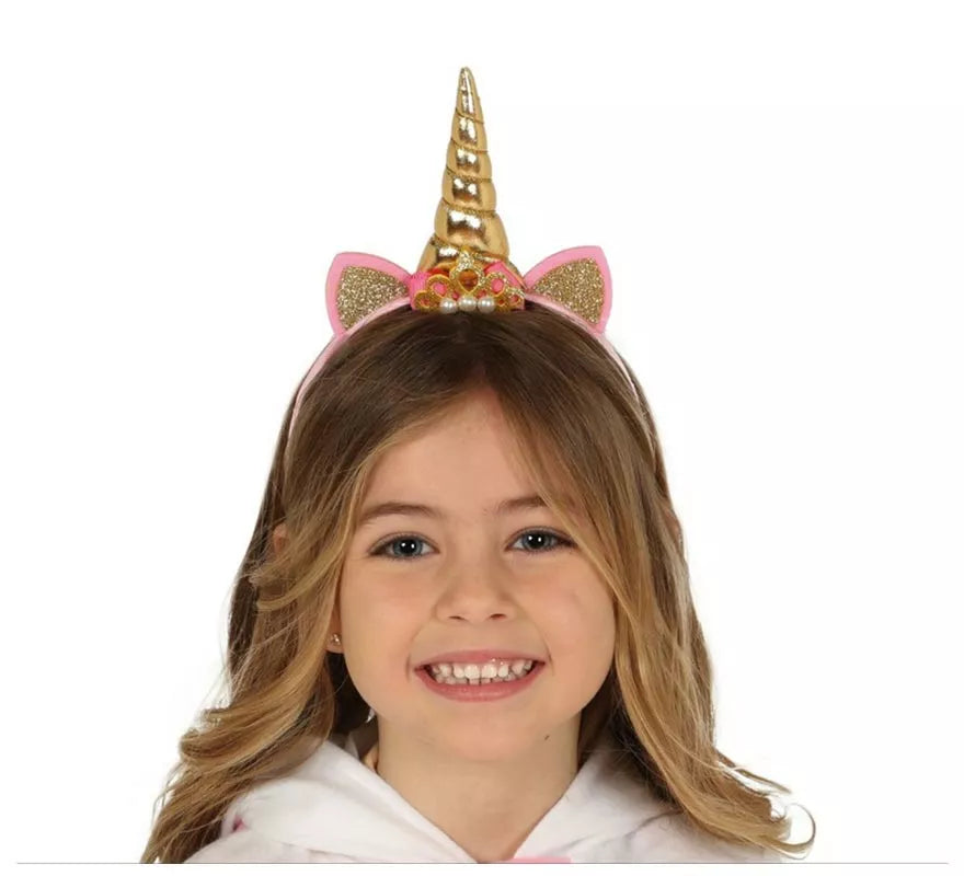 Translation missing: pt-PT.Diadema de Unicornio con Cuerno y Orejas Dorada