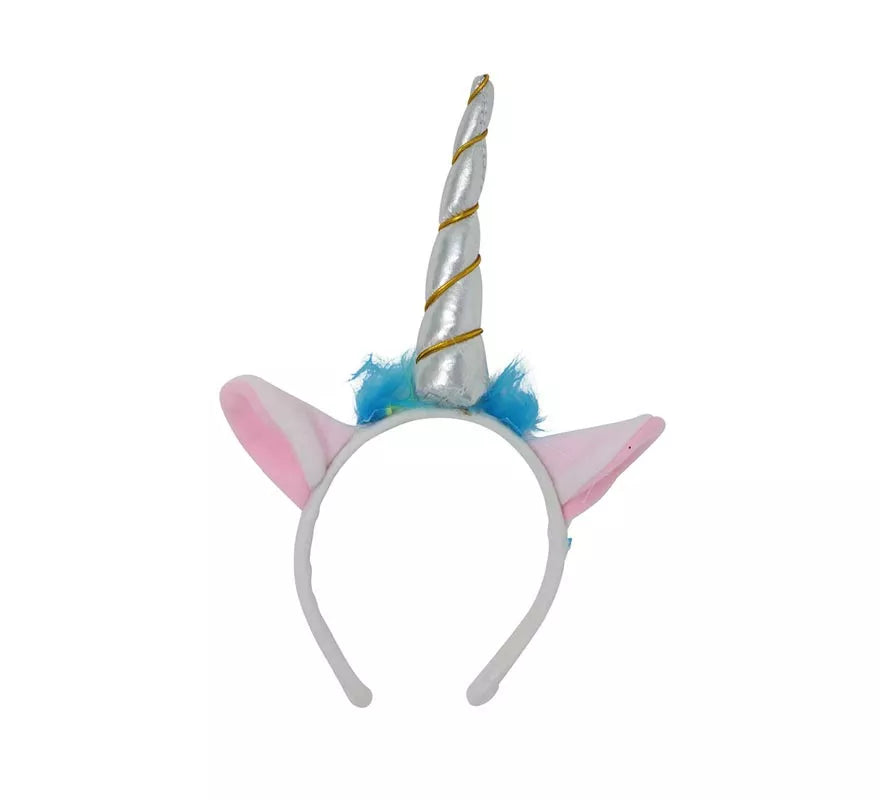 Translation missing: pt-PT.Diadema de Unicornio con Cuerno y Orejas Plateada