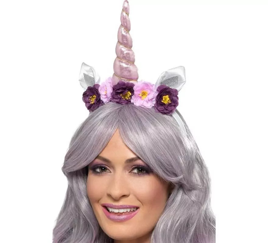 Translation missing: pt-PT.Diadema de Unicornio con Flores Violeta