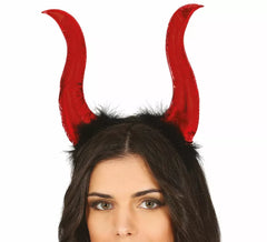 Tiara Demônio Vermelho com Chifres Altos