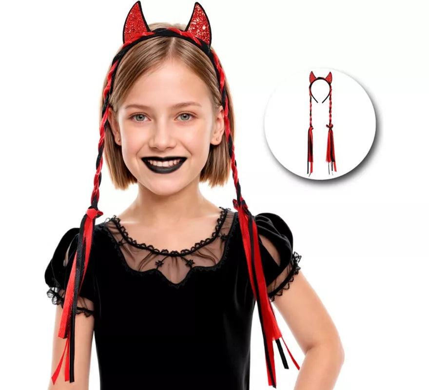 Translation missing: pt-PT.Diadema Diablesa con Dos Trenzas Infantil