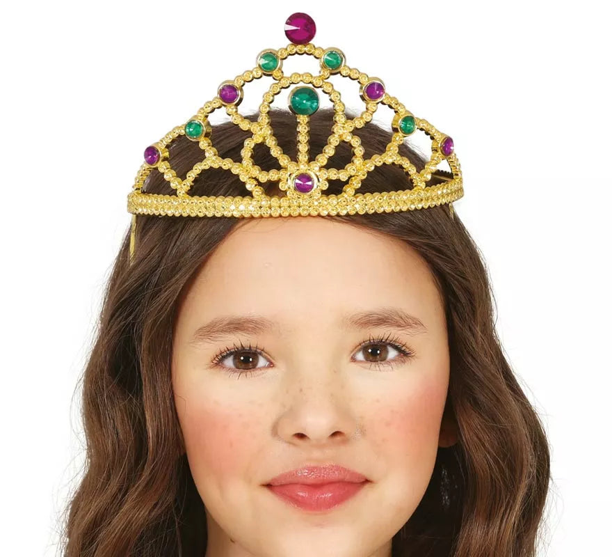 Translation missing: pt-PT.Diadema dorada con Piedras multicolores infantil