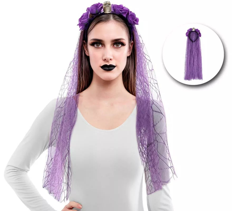 Translation missing: pt-PT.Diadema Flores con Velo morado