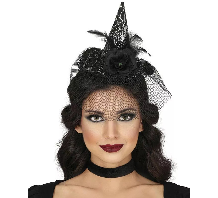 Translation missing: pt-PT.Diadema Gorrito Bruja con Velo