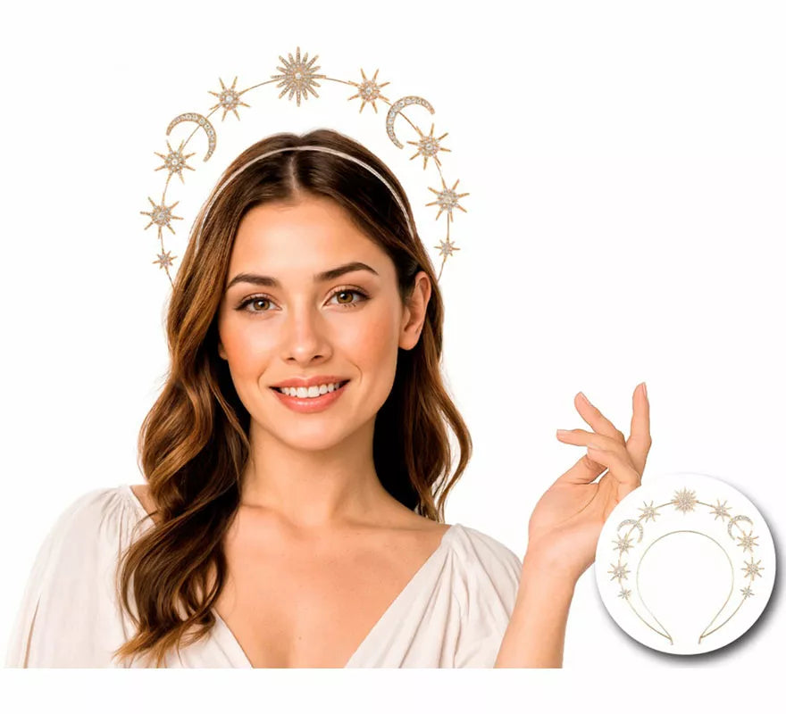 Translation missing: pt-PT.Diadema Halo de Diosa con Estrellas y Lunas