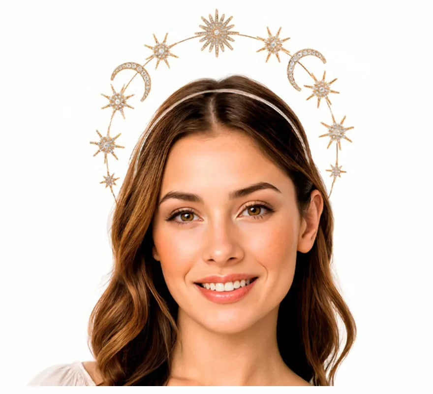 Translation missing: pt-PT.Diadema Halo de Diosa con Estrellas y Lunas