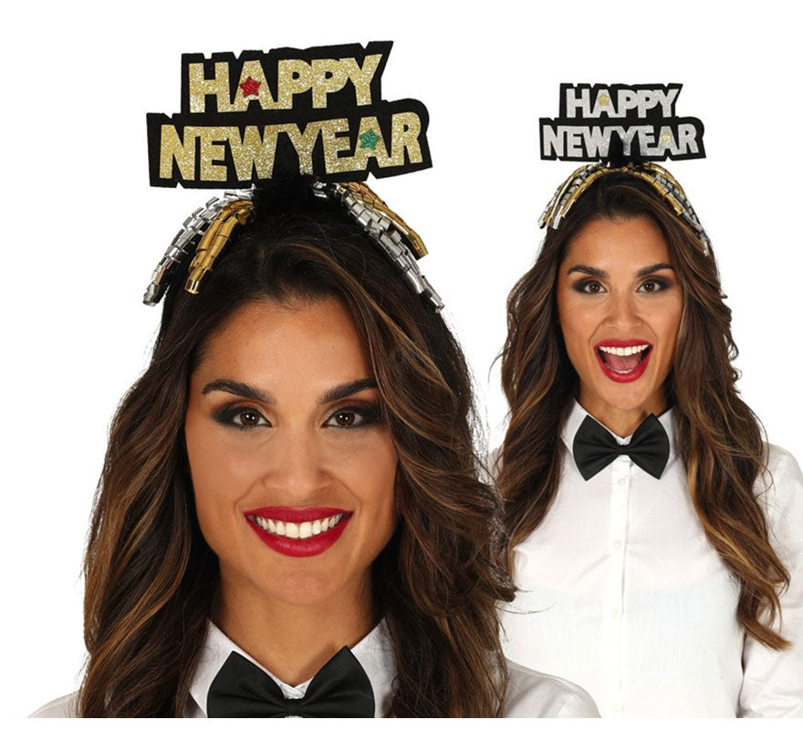 Translation missing: pt-PT.Diadema 'Happy New Year' Plata y Oro Surtidos