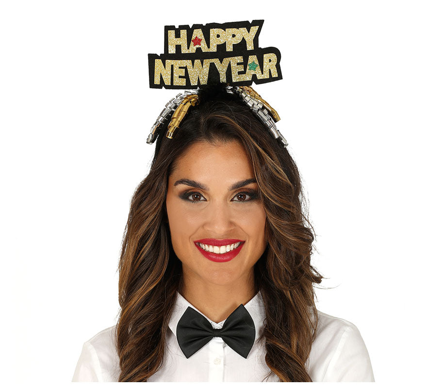 Translation missing: pt-PT.Diadema 'Happy New Year' Plata y Oro Surtidos