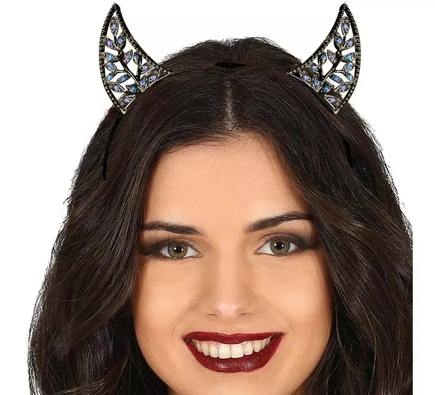 Translation missing: pt-PT.Diadema Metálica con Cuernos y Brillantes