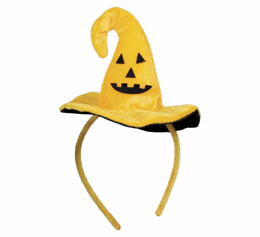 Translation missing: pt-PT.Diadema Mini Sombrero de Bruja con Calabaza Sonriente