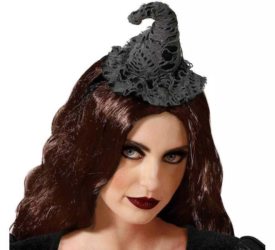 Translation missing: pt-PT.Diadema Mini Sombrero de Bruja Gris