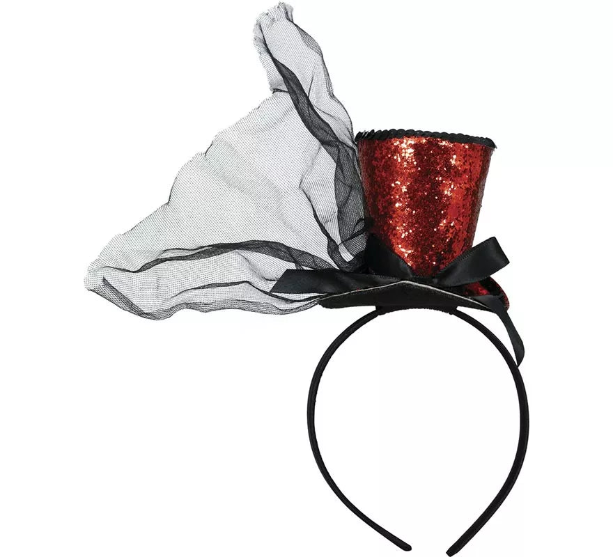 Translation missing: pt-PT.Diadema Minisombrero Chistera roja