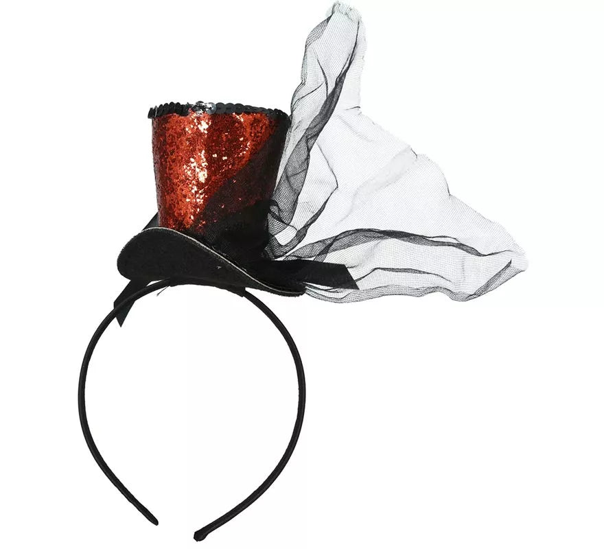 Translation missing: pt-PT.Diadema Minisombrero Chistera roja