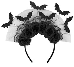 Tiara com morcegos e rosas negras