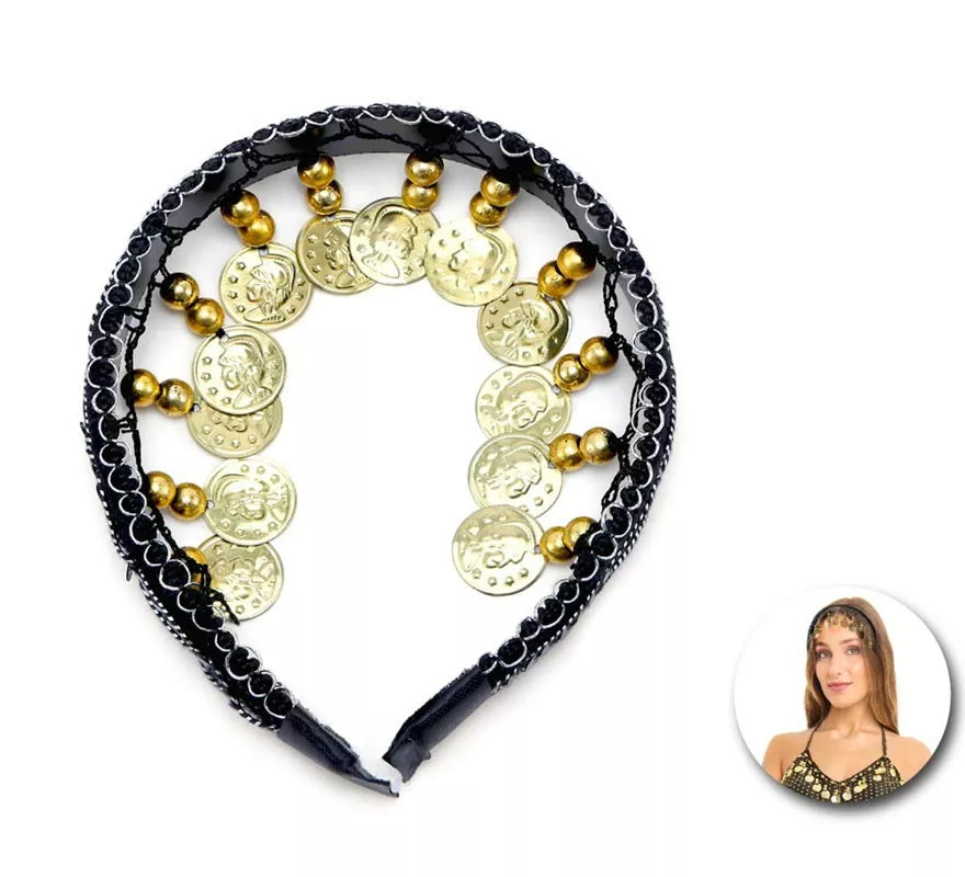 Translation missing: pt-PT.Diadema negra con monedas colgantes