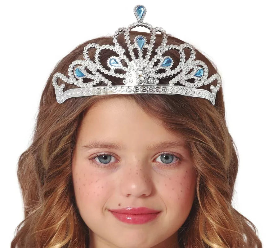 Translation missing: pt-PT.Diadema plateada con Piedras azules infantil
