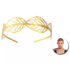 Tiara romana com folhas douradas