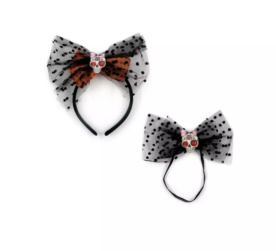 Translation missing: pt-PT.Diadema y Pajarita Calavera con lunares